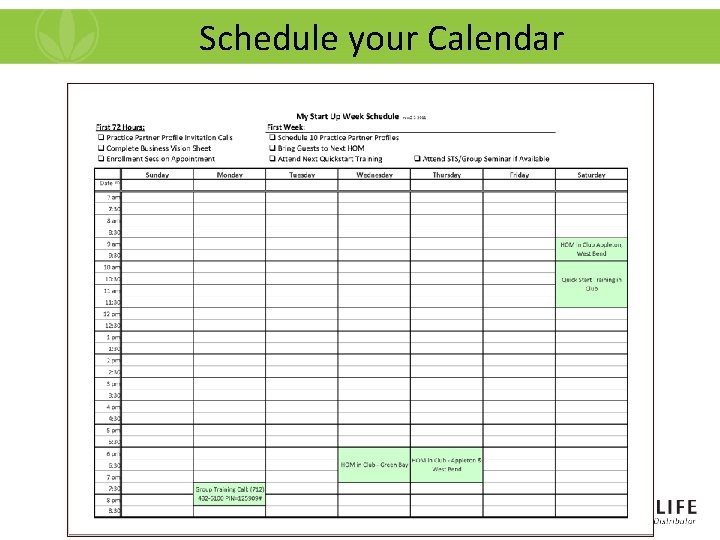 Schedule your Calendar 