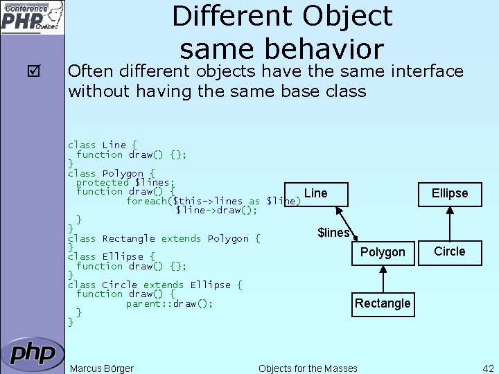 þ Different Object same behavior Often different objects have the same interface without having