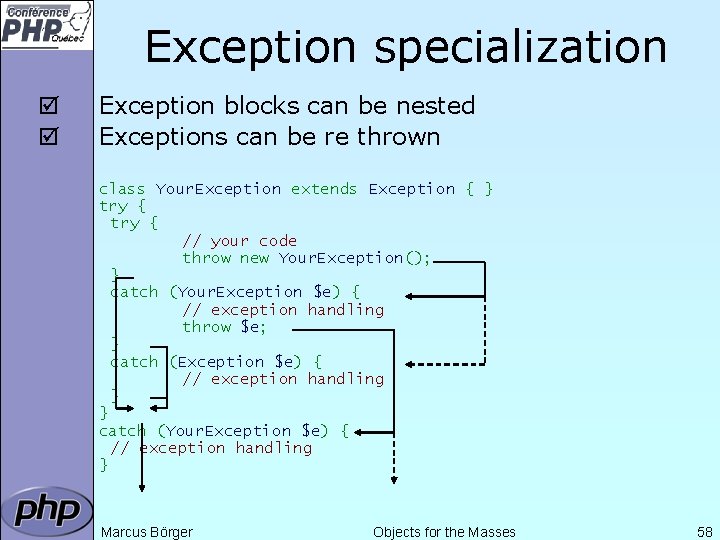 Exception specialization þ þ Exception blocks can be nested Exceptions can be re thrown