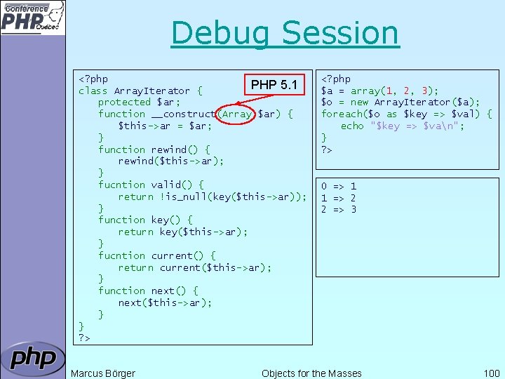 Debug Session <? php PHP 5. 1 class Array. Iterator { protected $ar; function