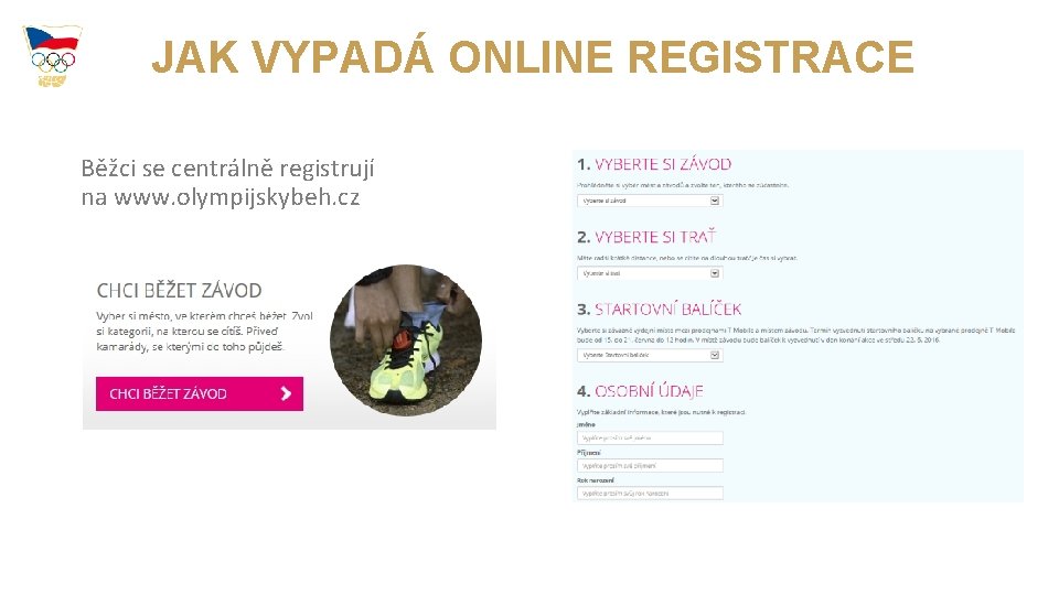 JAK VYPADÁ ONLINE REGISTRACE Běžci se centrálně registrují na www. olympijskybeh. cz 