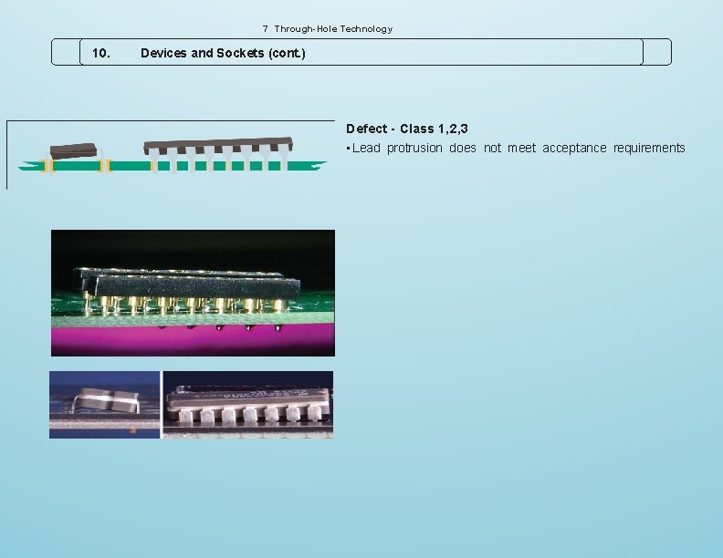 7 Through-Hole Technology 10. Devices and Sockets (cont. ) Defect - Class 1, 2,