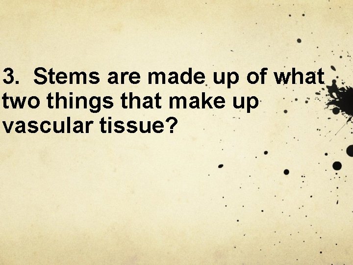 3. Stems are made up of what two things that make up vascular tissue?