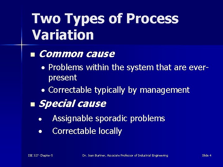 Conceptual Framework for Statistical Process Control Based on