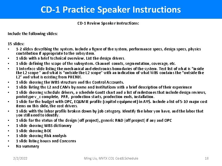 CD-1 Practice Speaker Instructions CD-1 Review Speaker Instructions: Include the following slides: 15 slides: