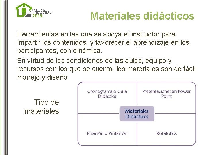 Materiales didácticos Herramientas en las que se apoya el instructor para impartir los contenidos