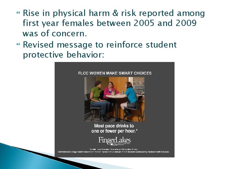  Rise in physical harm & risk reported among first year females between 2005