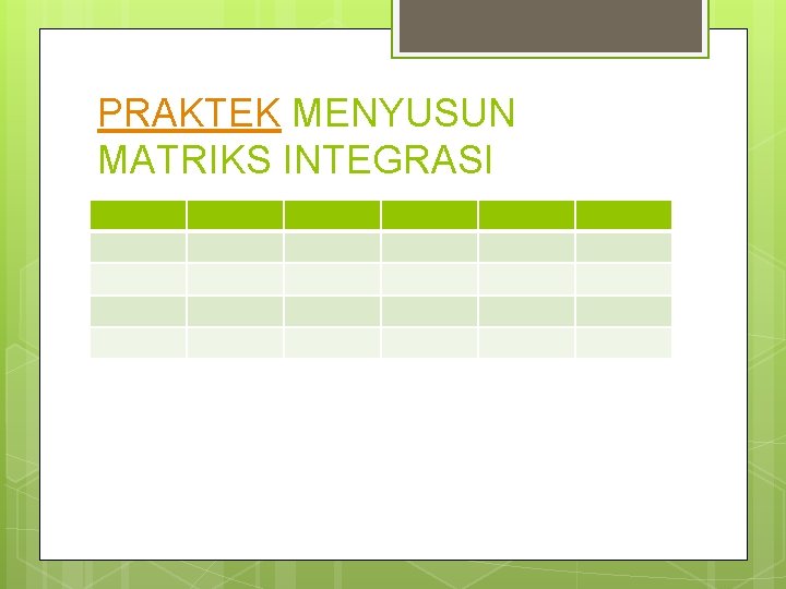 PRAKTEK MENYUSUN MATRIKS INTEGRASI 