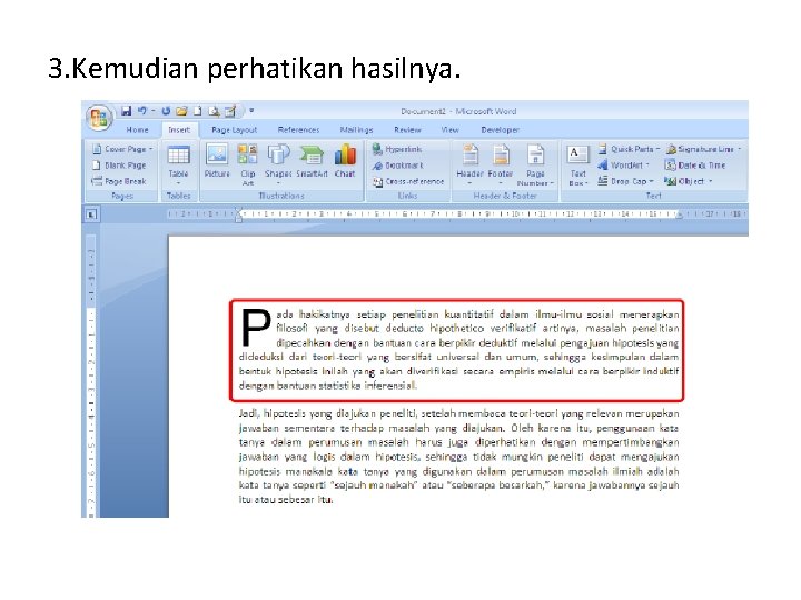3. Kemudian perhatikan hasilnya. 