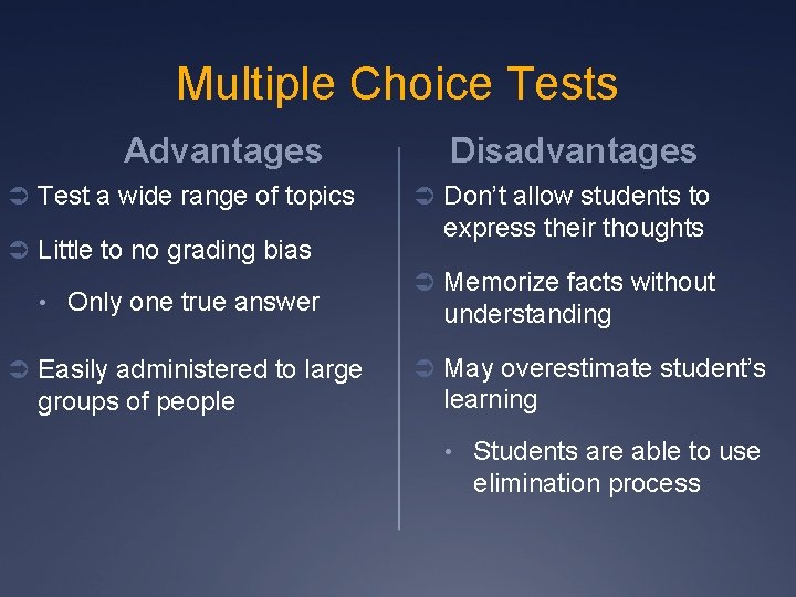 Multiple Choice vs Performance Based Tests in High