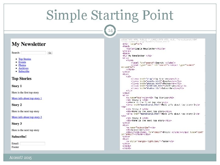 Simple Starting Point 14 Access. U 2015 