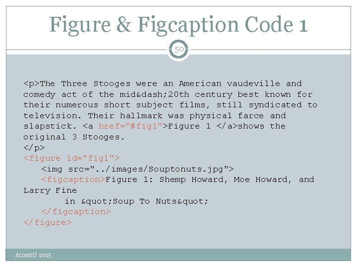 Figure & Figcaption Code 1 50 <p>The Three Stooges were an American vaudeville and