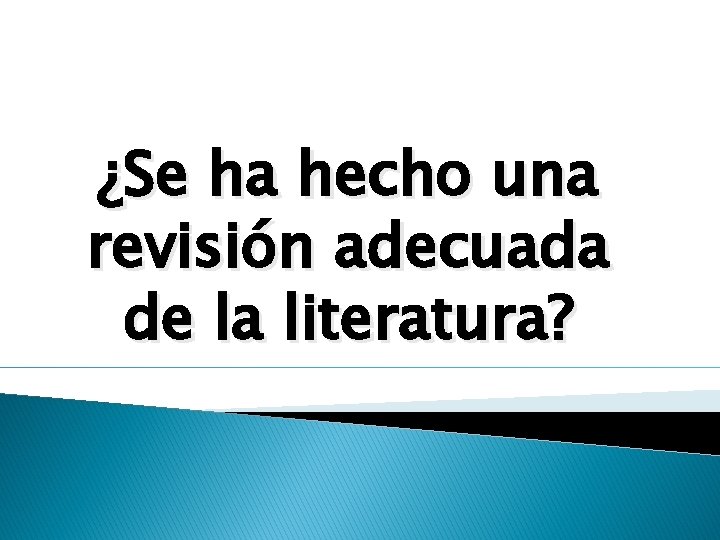 ¿Se ha hecho una revisión adecuada de la literatura? 