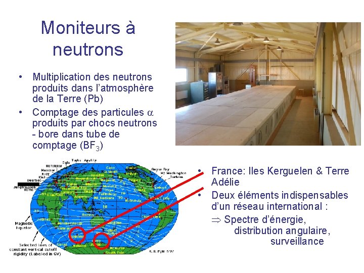 Moniteurs à neutrons • Multiplication des neutrons produits dans l’atmosphère de la Terre (Pb)