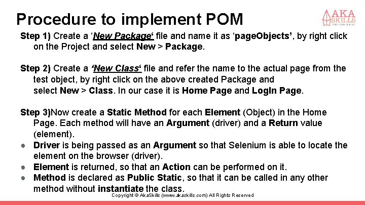 Procedure to implement POM Step 1) Create a ‘New Package‘ file and name it