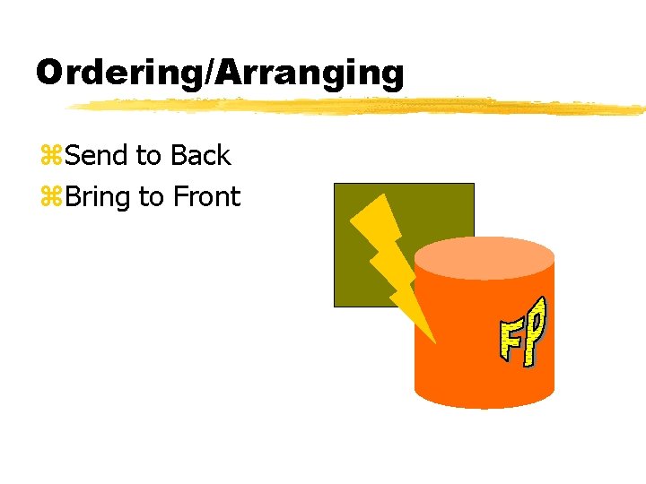 Ordering/Arranging z. Send to Back z. Bring to Front 