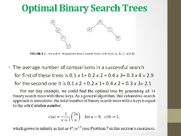Optimal Binary Search Trees • The average number of comparisons in a successful search