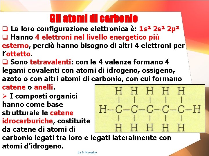 Gli atomi di carbonio q La loro configurazione elettronica è: 1 s² 2 p²