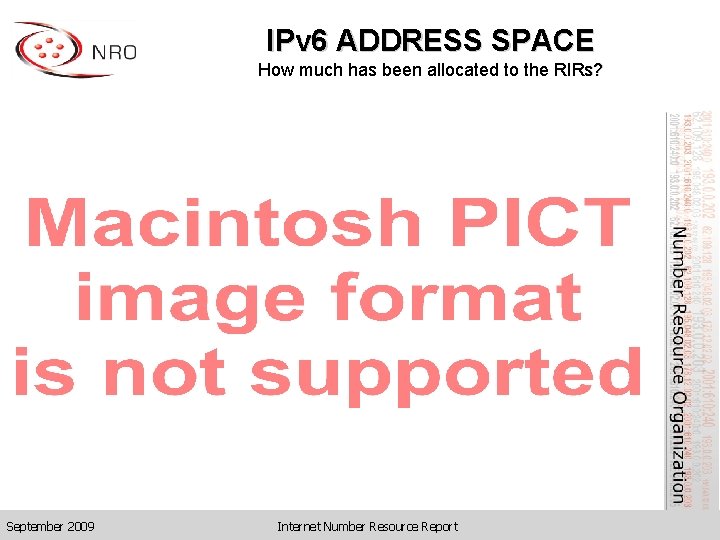 IPv 6 ADDRESS SPACE How much has been allocated to the RIRs? September 2009