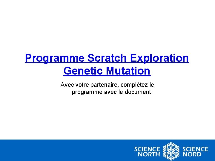 Programme Scratch Exploration Genetic Mutation Avec votre partenaire, complétez le programme avec le document