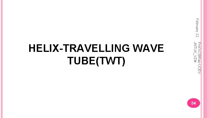 February 22 Prof KCBRao-UCEVJNTUK_VZM HELIX-TRAVELLING WAVE TUBE(TWT) 34 