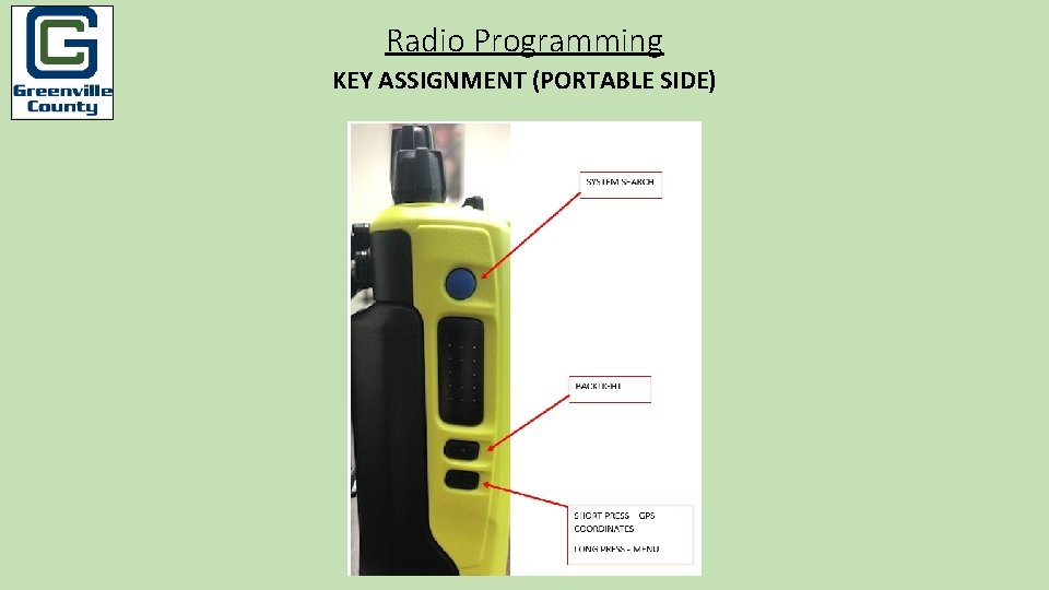 Radio Programming KEY ASSIGNMENT (PORTABLE SIDE) 