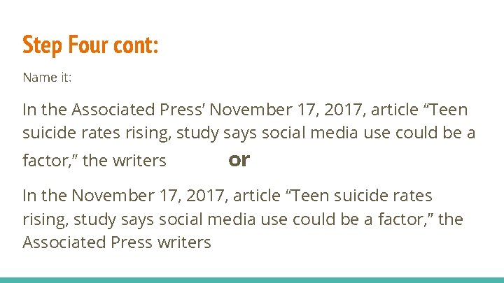 Step Four cont: Name it: In the Associated Press’ November 17, 2017, article “Teen Step Four cont: Name it: In the Associated Press’ November 17, 2017, article “Teen