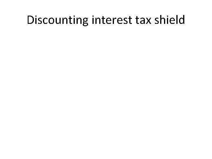 Discounting interest tax shield 