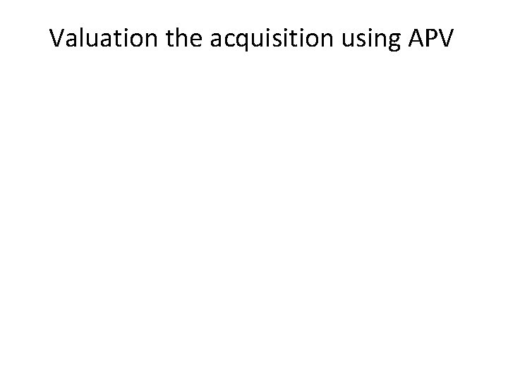 Valuation the acquisition using APV 
