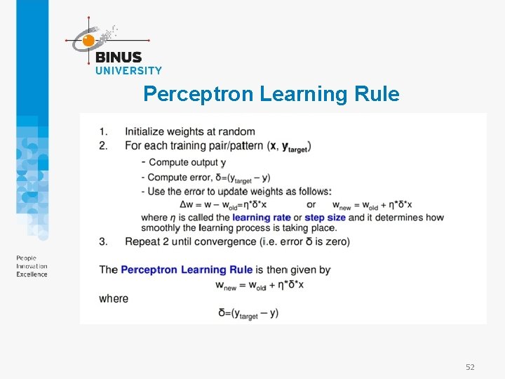 Perceptron Learning Rule 52 
