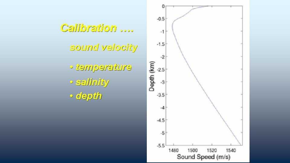 Calibration …. sound velocity • temperature • salinity • depth 