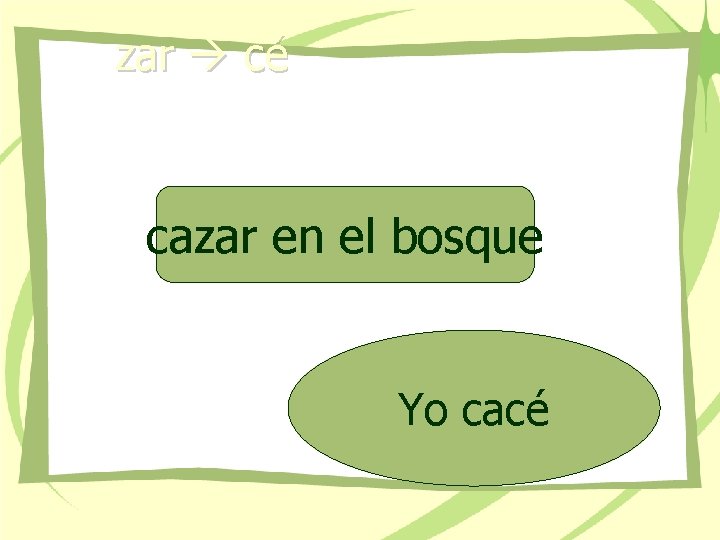 zar cé cazar en el bosque Yo cacé 