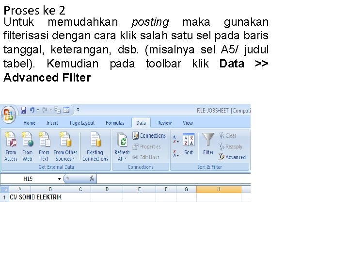 Proses ke 2 Untuk memudahkan posting maka gunakan filterisasi dengan cara klik salah satu