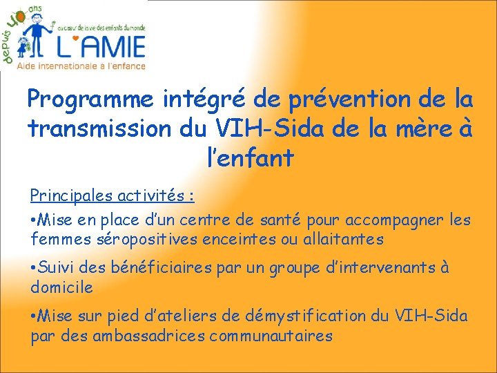 Programme intégré de prévention de la transmission du VIH-Sida de la mère à l’enfant