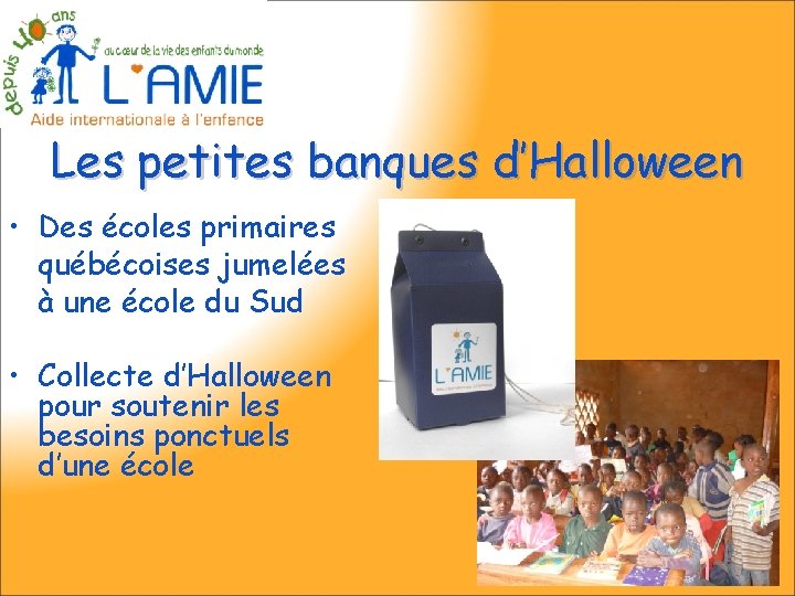Les petites banques d’Halloween • Des écoles primaires québécoises jumelées à une école du