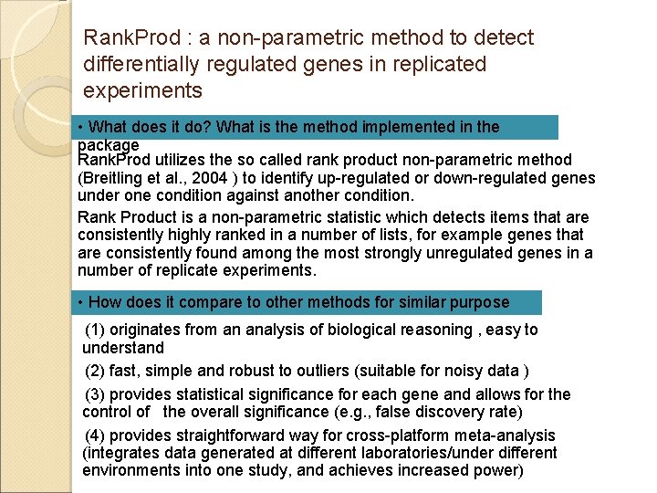 Rank. Prod : a non-parametric method to detect differentially regulated genes in replicated experiments