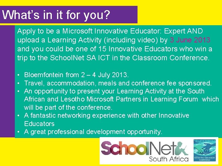 What’s in it for you? Apply to be a Microsoft Innovative Educator: Expert AND