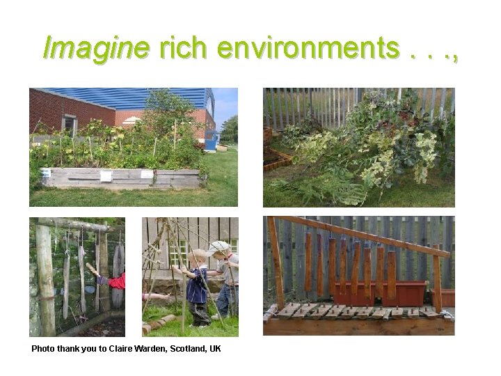 Imagine rich environments. . . , Photo thank you to Claire Warden, Scotland, UK