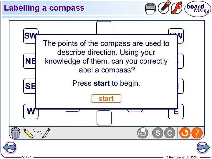 Labelling a compass 5 of 27 © Boardworks Ltd 2008 