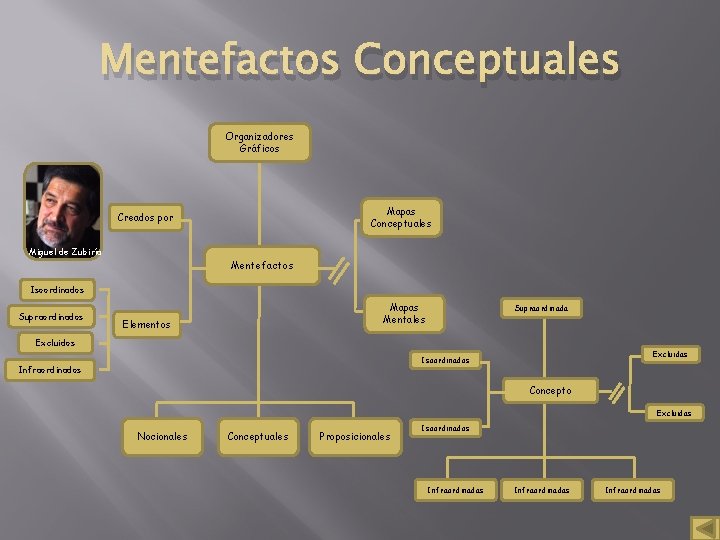 Mentefactos Conceptuales Organizadores Gráficos Mapas Conceptuales Creados por Miguel de Zubiría Mentefactos Isoordinados Supraordinados