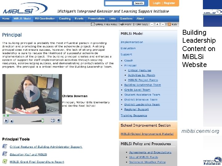 Building Leadership Content on Mi. BLSi Website miblsi. cenmi. org 