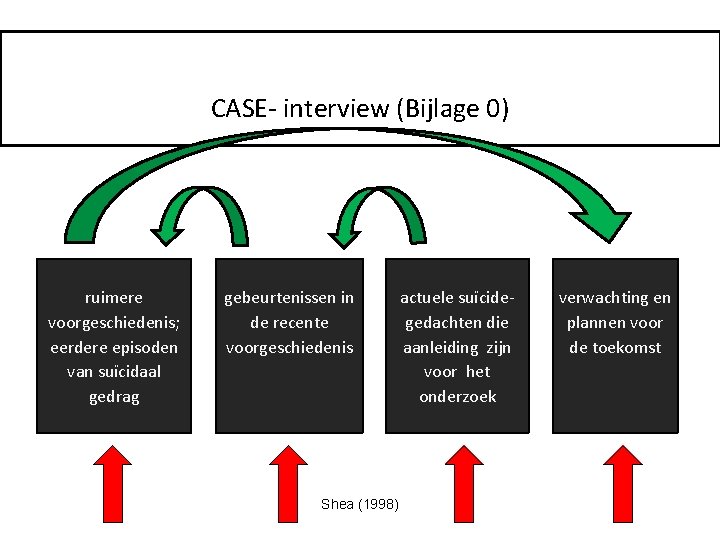 CASE- interview (Bijlage 0) ruimere voorgeschiedenis; eerdere episoden van suïcidaal gedrag gebeurtenissen in de