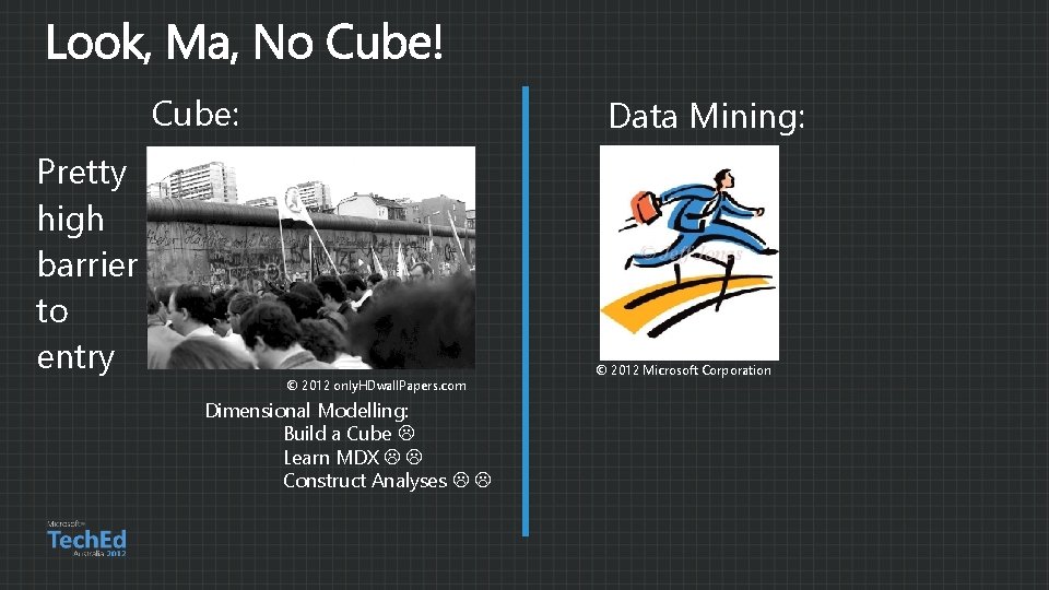 Cube: Pretty high barrier to entry Data Mining: © 2012 only. HDwall. Papers. com