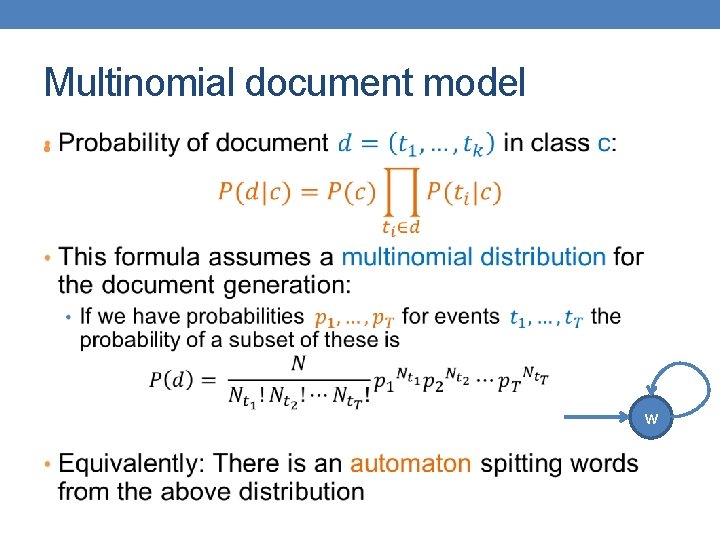 Multinomial document model • w 