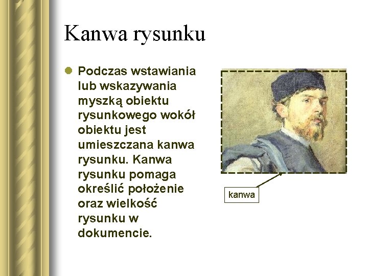 Kanwa rysunku l Podczas wstawiania lub wskazywania myszką obiektu rysunkowego wokół obiektu jest umieszczana