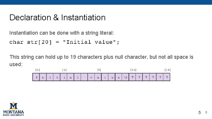 Declaration & Instantiation can be done with a string literal: This string can hold Declaration & Instantiation can be done with a string literal: This string can hold