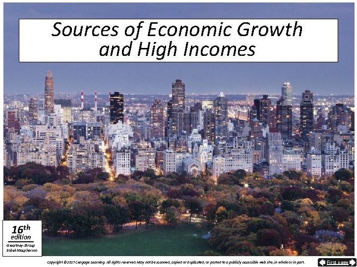 Sources of Economic Growth and High Incomes 16 th edition Gwartney-Stroup Sobel-Macpherson Copyright ©