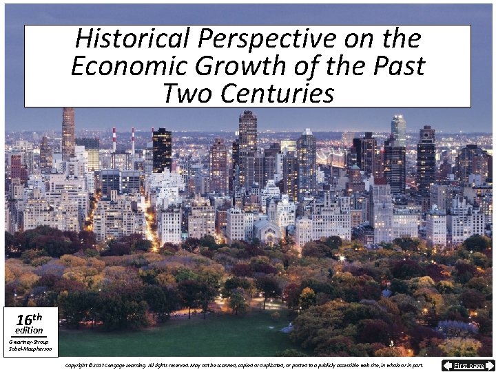 Historical Perspective on the Economic Growth of the Past Two Centuries 16 th edition