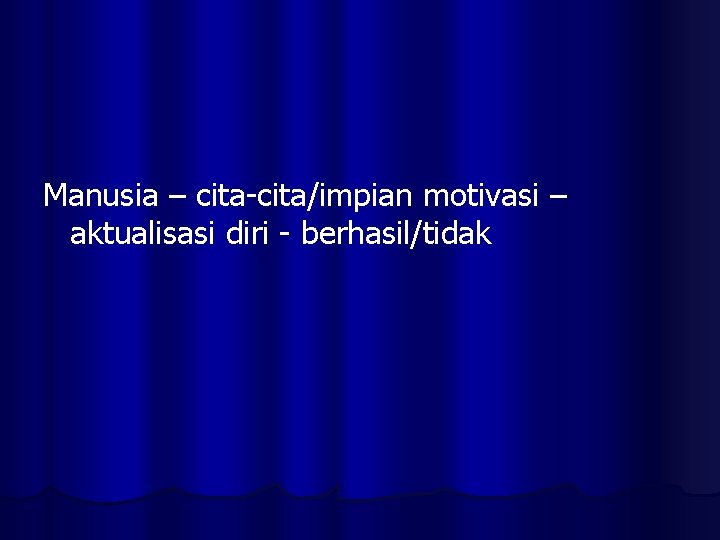 Manusia – cita-cita/impian motivasi – aktualisasi diri - berhasil/tidak 