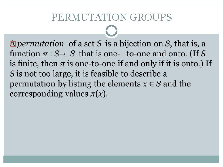 PERMUTATION GROUPS � 